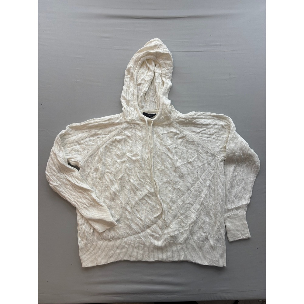 J.Crew Womens Cream White Cable Knit Pullover Hoodie Sweater Size Small